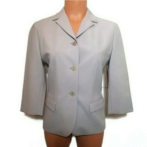 Calvin Klein Blazer Gray Wool 3/4 Sleeve Size 6